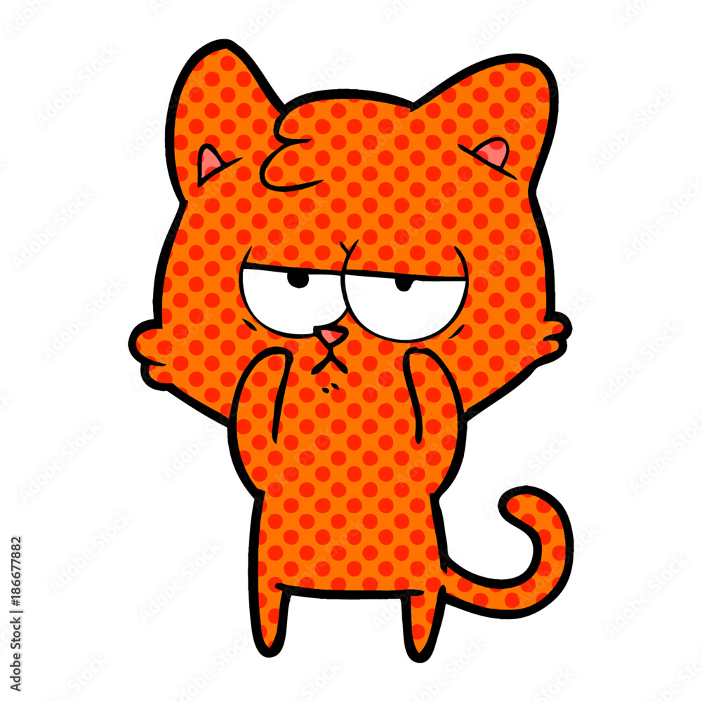 bored cartoon cat