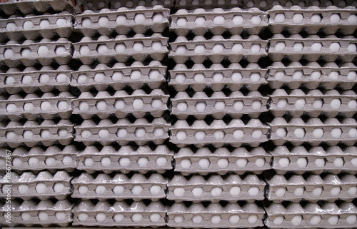 chicken eggs in packages of eggs in the market