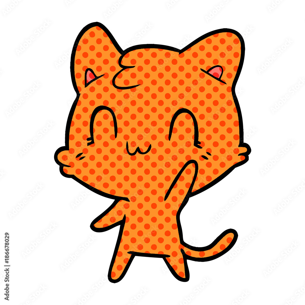 Fototapeta premium cartoon happy cat