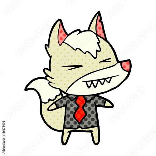 angry wolf boss cartoon