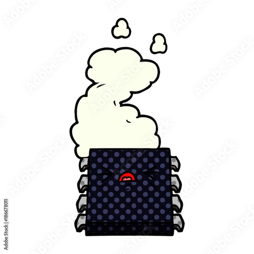 cartoon overheating computer chip
