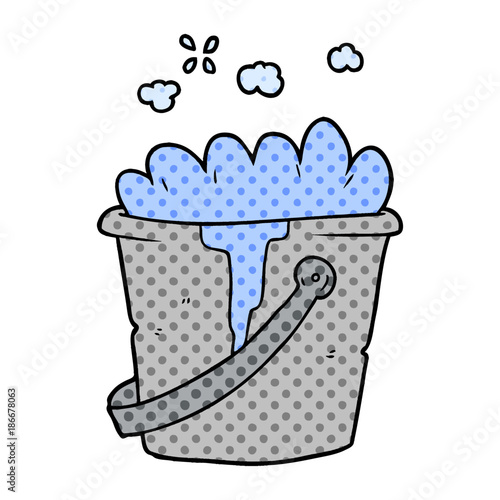 cartoon bucket of soapy water