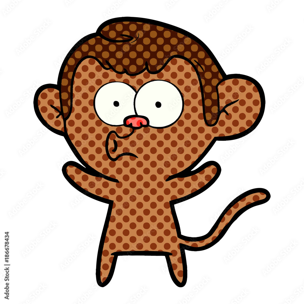 Obraz premium cartoon surprised monkey