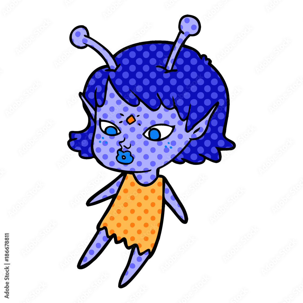 pretty cartoon alien girl