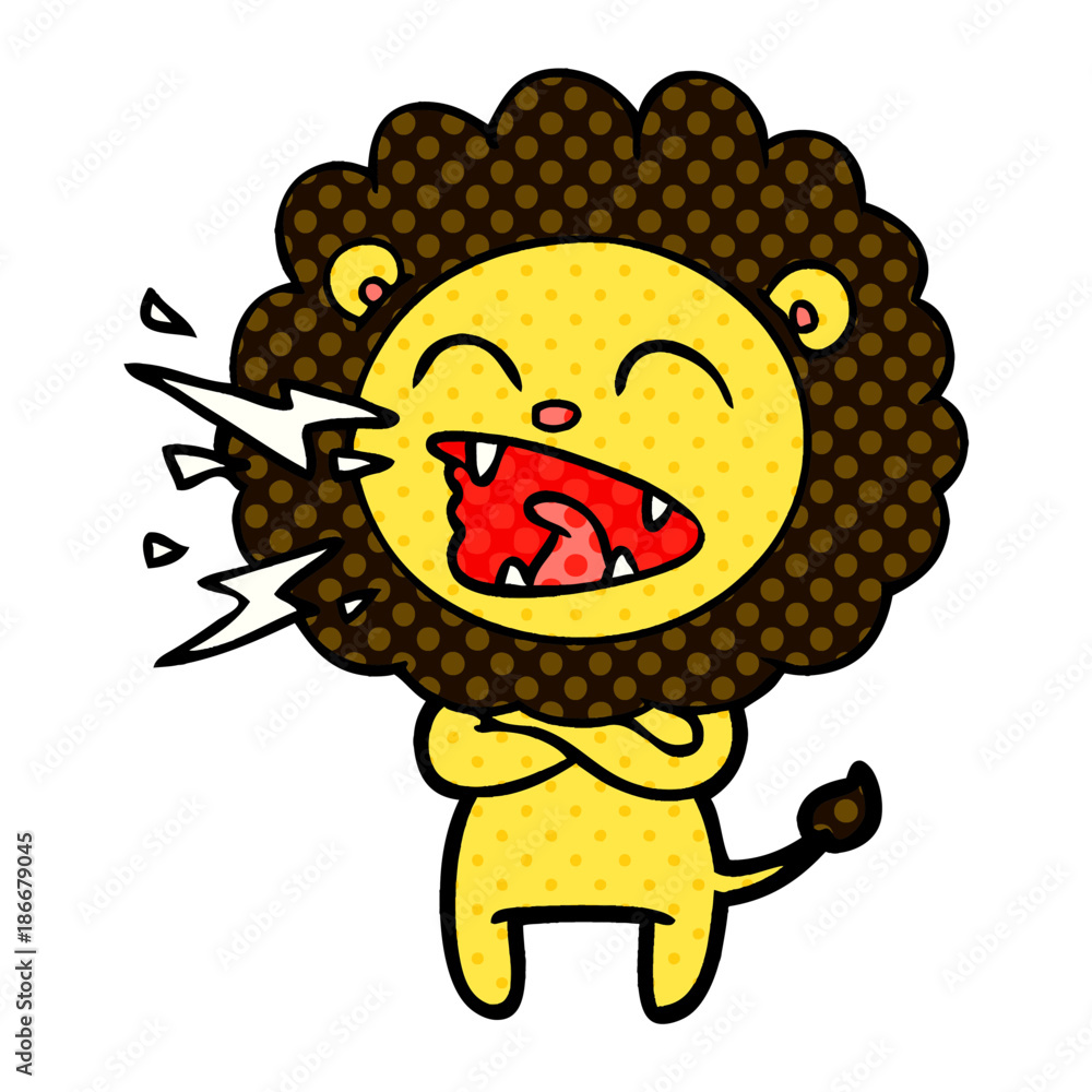Obraz premium cartoon roaring lion