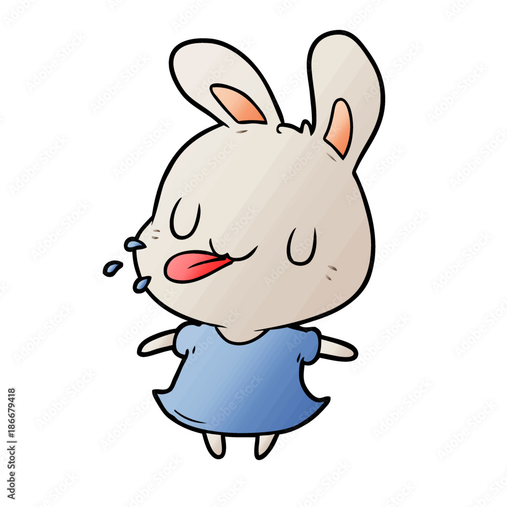 cute cartoon rabbit blowing raspberry Stock Vector | Adobe Stock