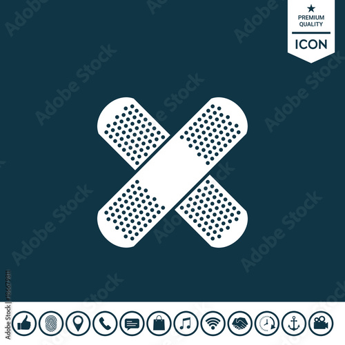 Cross adhesive bandage, medical  plaster icon