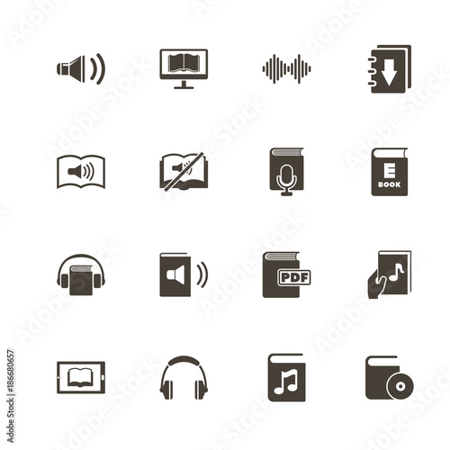 Ebooks icons. Perfect black pictogram on white background. Flat simple vector icon.
