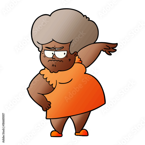 cartoon angry old woman
