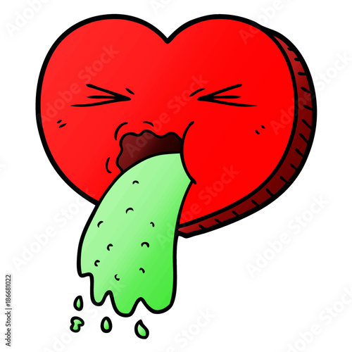 cartoon love sick heart