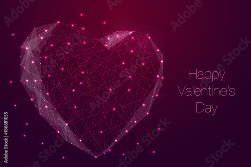 Vector illustration of red heart made from lines and dots