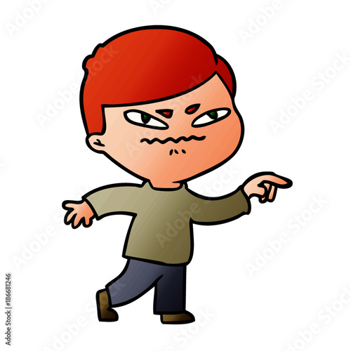 cartoon angry man pointing