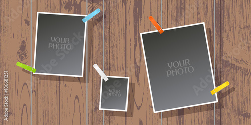 Collage of photo frames vector illustration, background