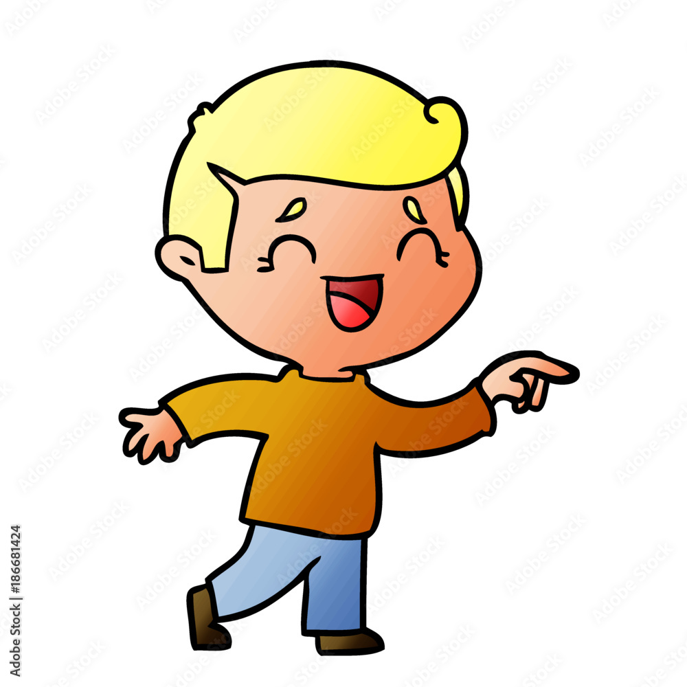 cartoon laughing man pointing