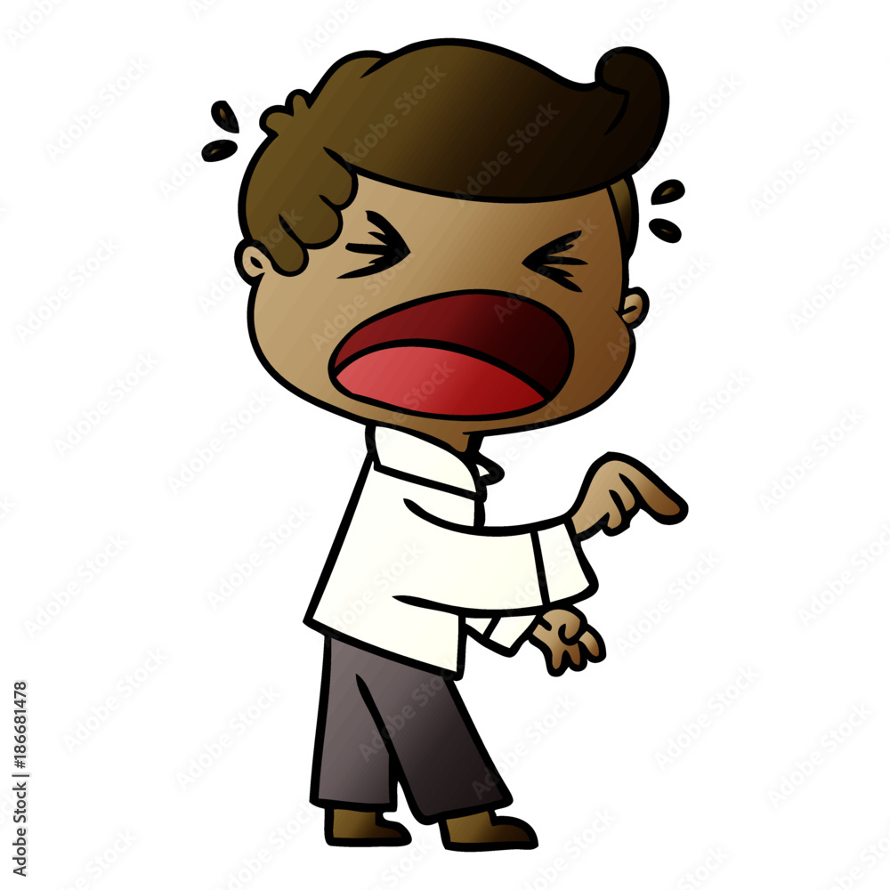 cartoon shouting man pointing finger cartoon shouting man pointing finger