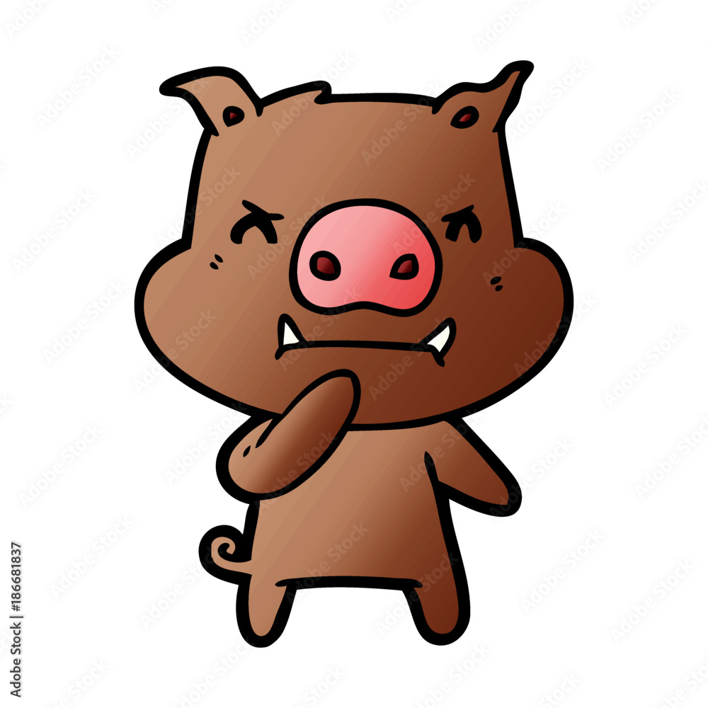 Fototapeta premium angry cartoon pig