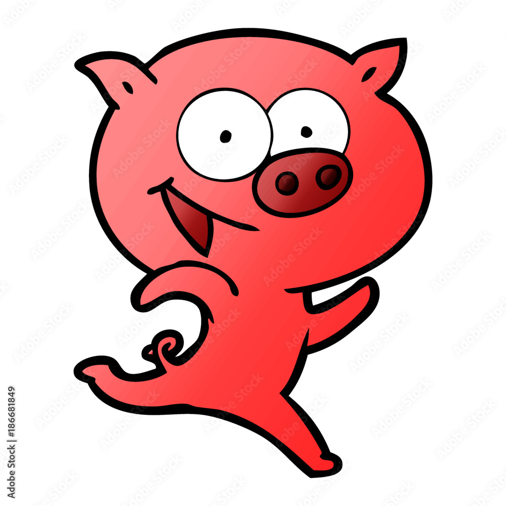 cheerful running pig cartoon cheerful running pig cartoon
