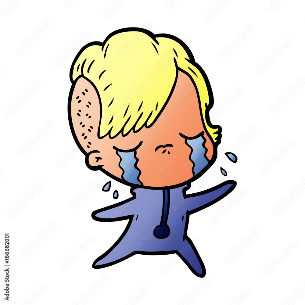 cartoon crying girl wearing space clothes cartoon crying girl wearing space clothes