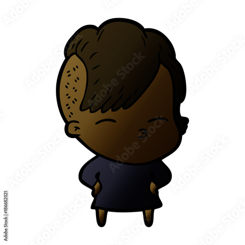 cartoon squinting girl
