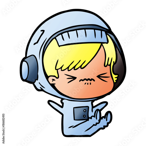 cartoon space girl throwing a tantrum