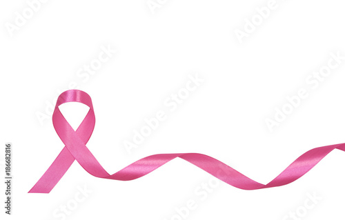 Photo pink ribbon breast cancer isolated on white background