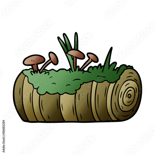 cartoon old log with mushrooms