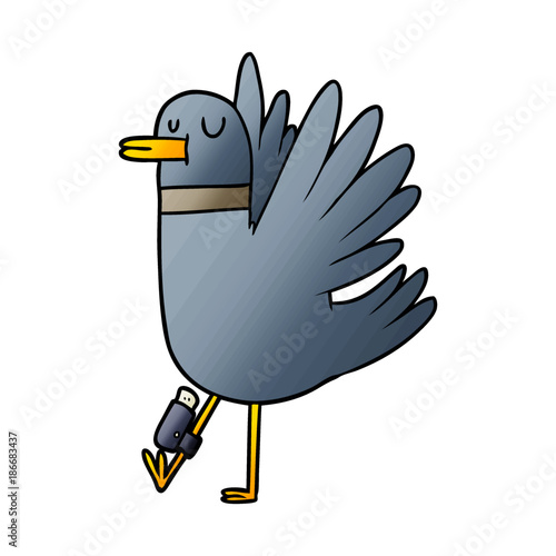 cartoon flapping wood pigeon