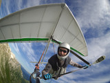 Hang glider pilot chot with action camera