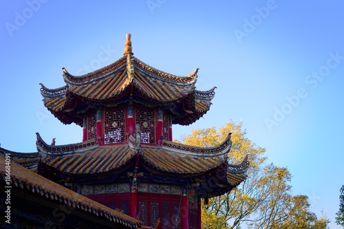 Temple details in Chuiu Park  Kunming  Yunnan  China 