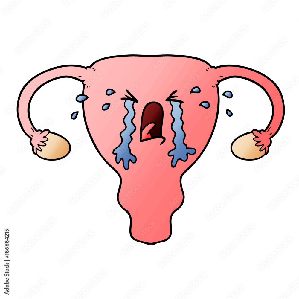 Cartoon Uterus Crying Stock Vector 