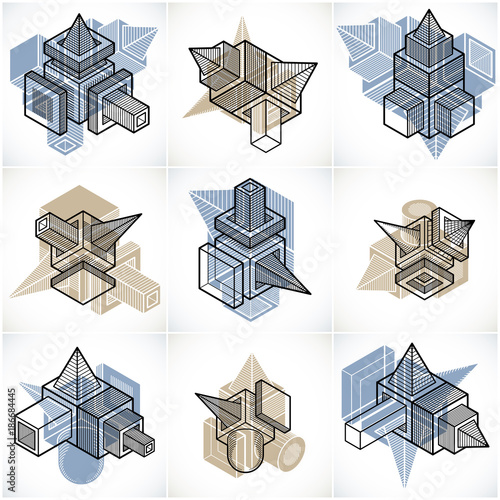 Abstract construction isometric designs collection, vector set.