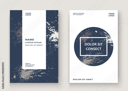 Grey explosion paint splatter artistic cover frame design. Decorative dust splash spray texture lavender background. Trendy creative template vector Cover Report Catalog Brochure Flyer Poster Banner