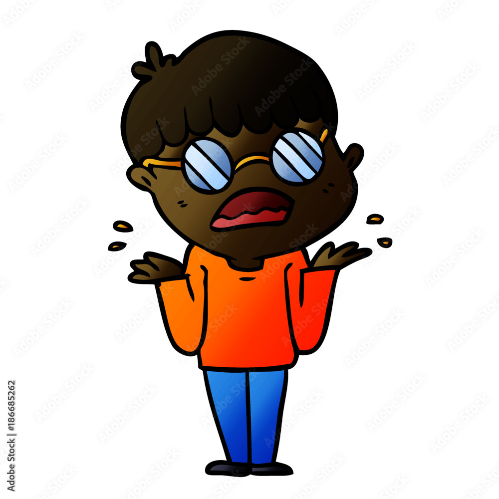 Obraz premium cartoon confused boy wearing spectacles