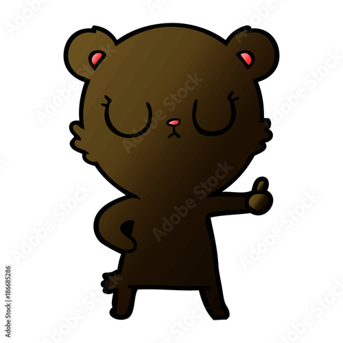 peaceful cartoon bear cub