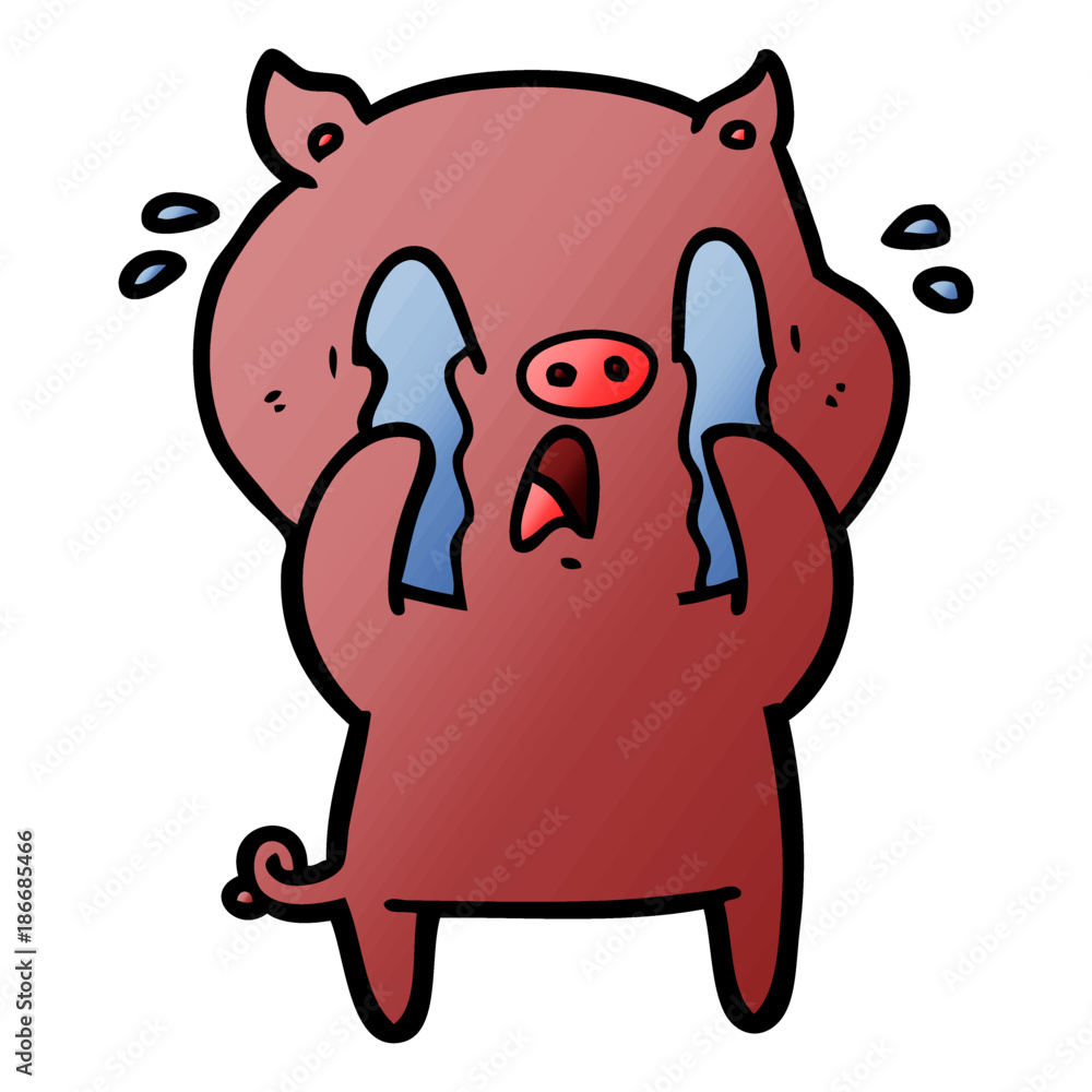 Obraz premium crying pig cartoon