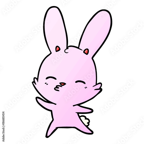 curious waving bunny cartoon