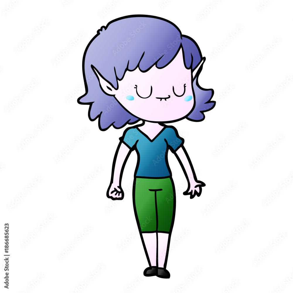 happy cartoon elf girl