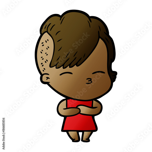 cartoon squinting girl