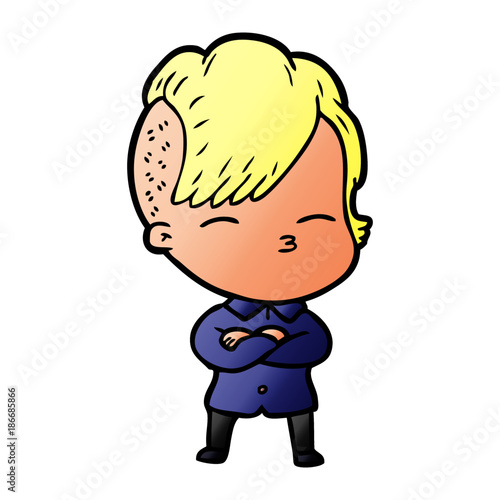 cartoon squinting girl