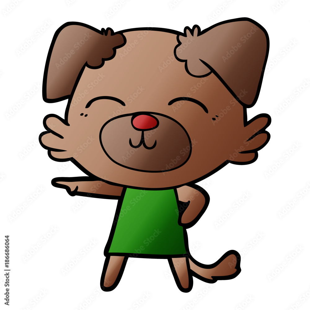 Fototapeta premium cartoon dog in dress pointing