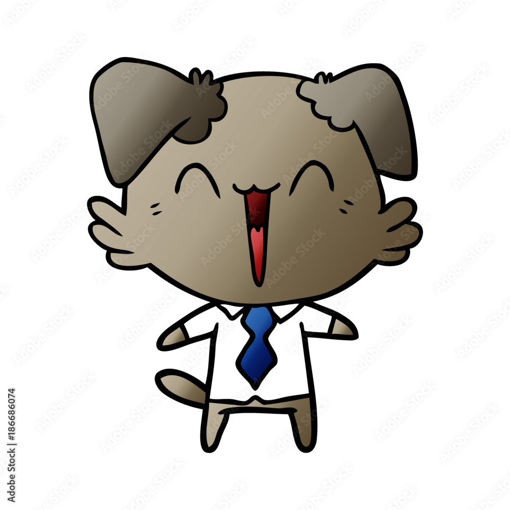 Naklejka premium happy office dog cartoon