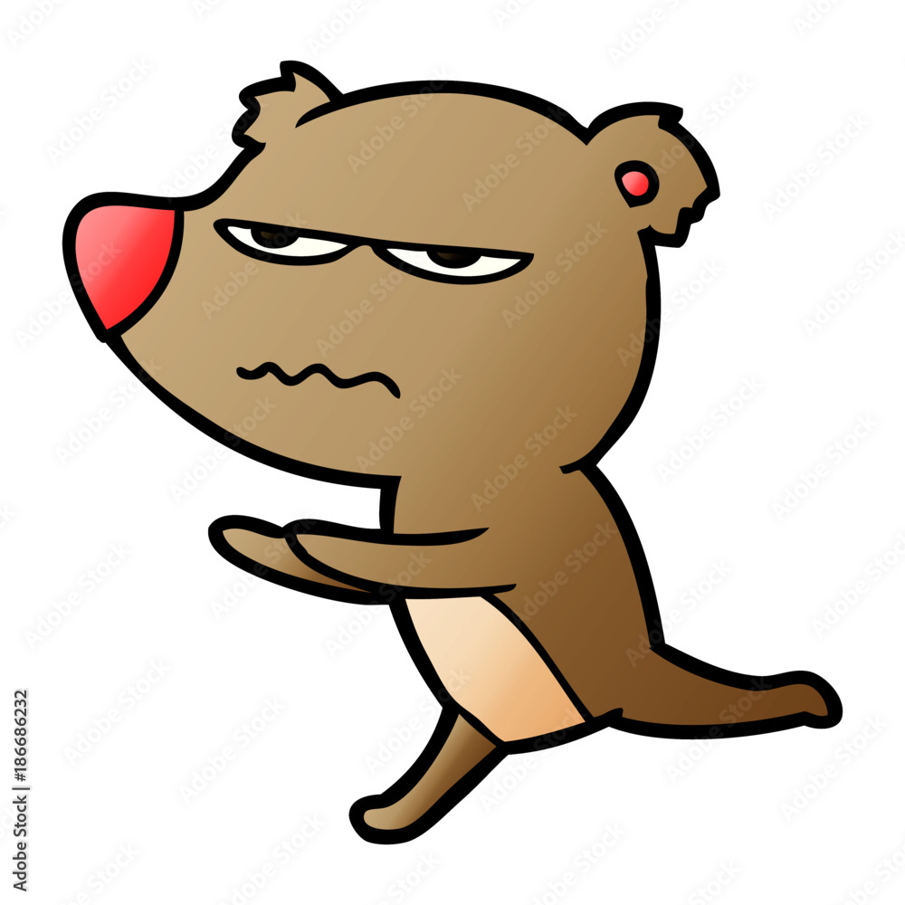 Fototapeta premium angry bear cartoon running