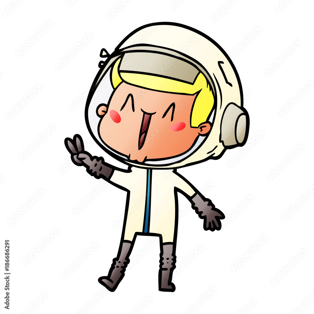 happy cartoon astronaut giving peace sign happy cartoon astronaut giving peace sign