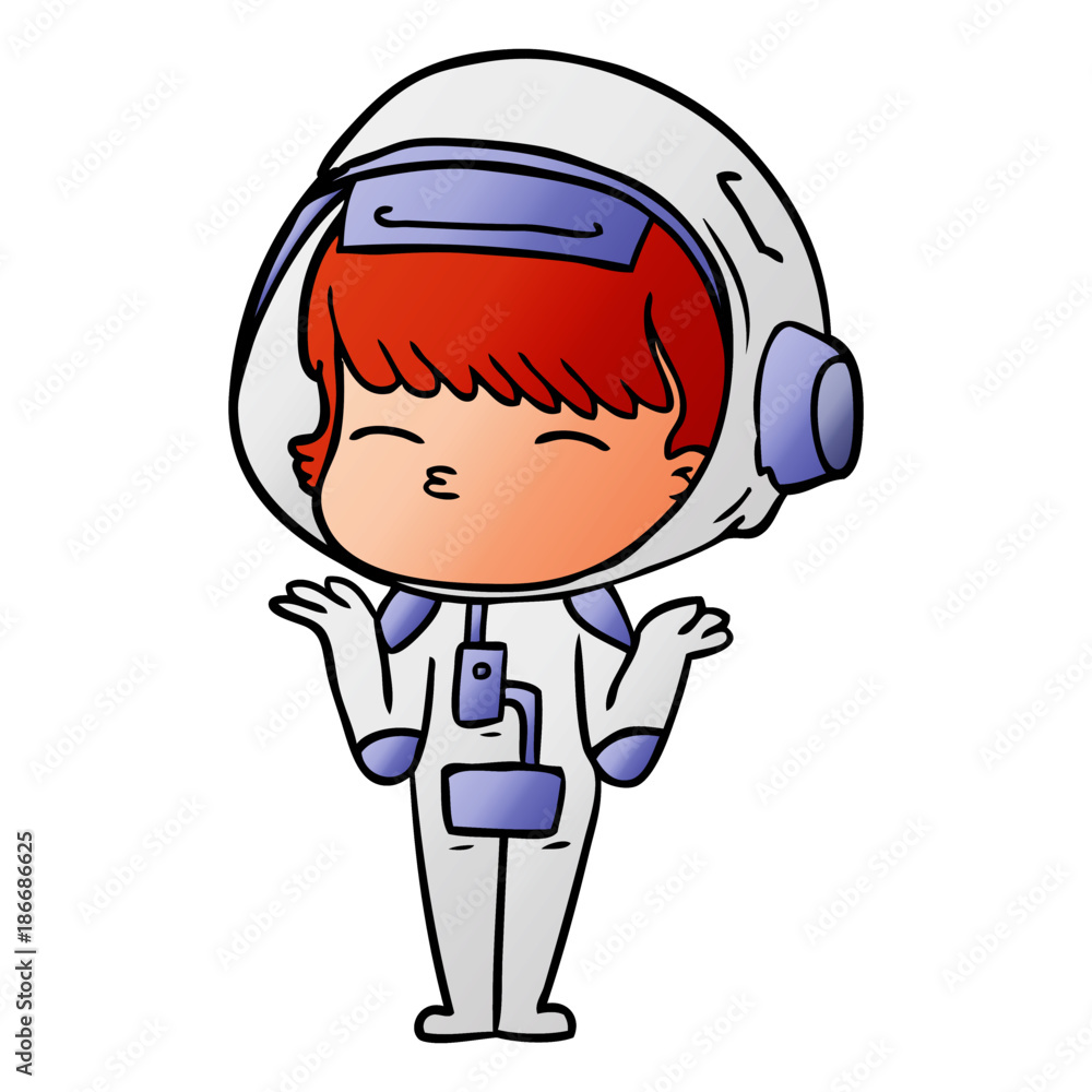 cartoon curious astronaut