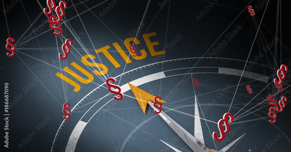 3D Justice text compass and Section symbol icons 3D Justice text compass and Section symbol icons