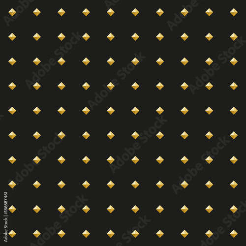 Pattern of golden squares on a black background. Vector illustration.