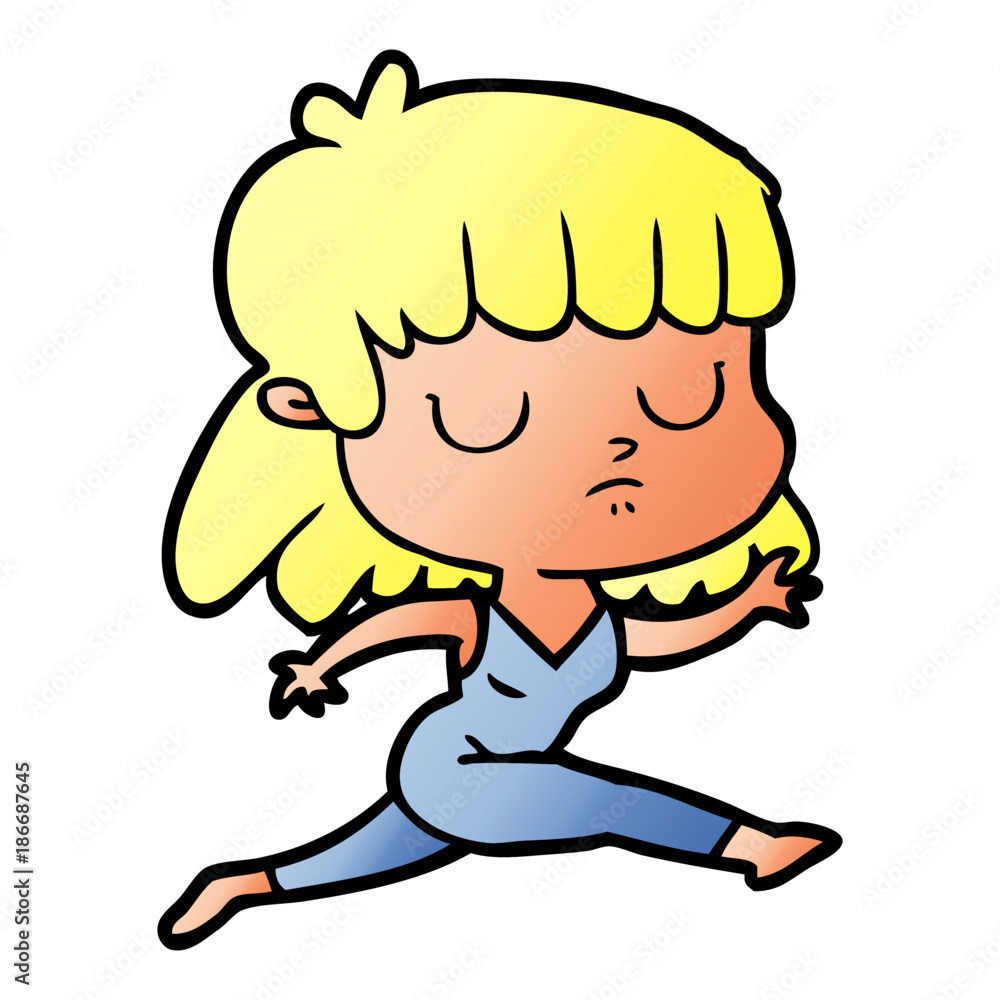 cartoon indifferent woman running cartoon indifferent woman running