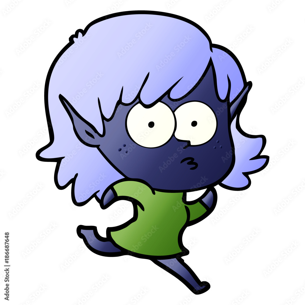 Fototapeta premium cartoon elf girl staring