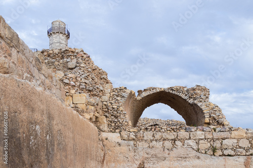 Ruins  on the territory of the Grave of Samuel - The Prophet located in An-Nabi Samwil also al-Nabi Samuil - Palestinian village in Jerusalem Governorate in Israel photo