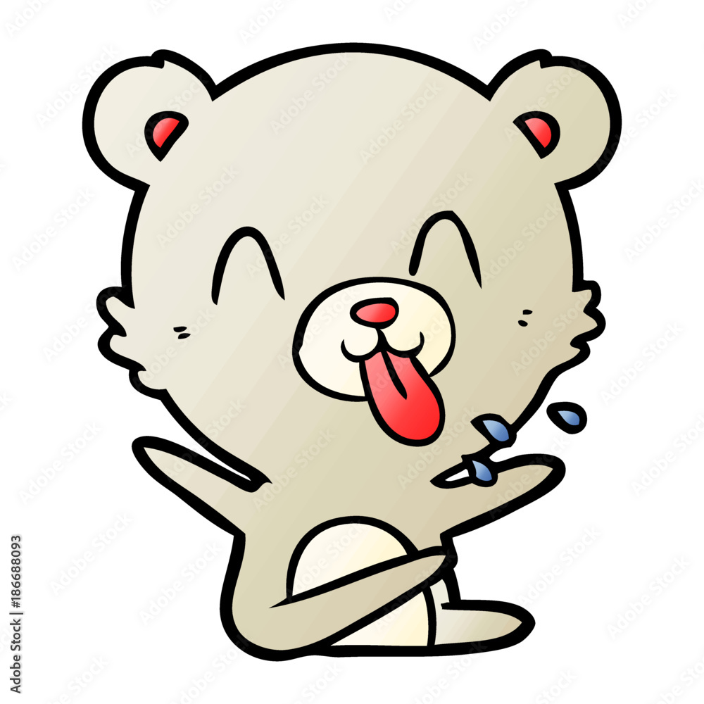 Naklejka premium rude cartoon polar bear sticking out tongue